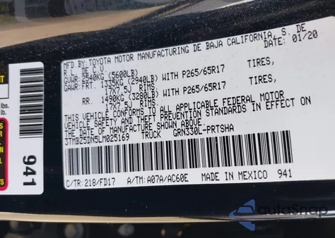 2020 Toyota Tacoma 2Wd Trd Sport z USA, uszkodzony, nr VIN 3TMBZ5DN5LM025169